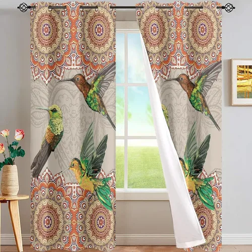 Miniatura 35 de FUSURIRE Paneles de cortina de ventana con estampado geométrico abstracto de 63 pulgadas de largo, con ojales para tratamiento de ventanas