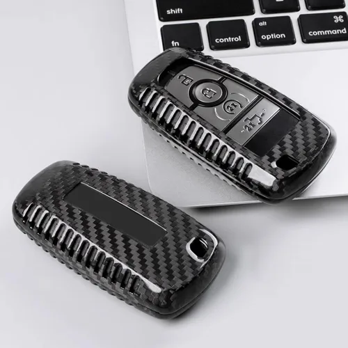 Miniatura 5 de Cubierta de llavero de fibra de carbono para Ford F-150 F150 Bronco Raptor R Off-Road 2018 2019 2020 2021 2022 2023 2024, Solo para Raptor, Estuche