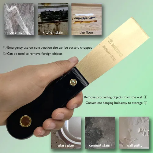 Miniatura 4 de WEDO Cuchillo de masilla de latón de 1-1/4 pulgadas, raspador de pintura, cuchillo de espiga, raspador de papel tapiz, herramienta de pintores