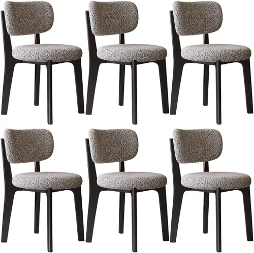 Miniatura 41 de YVYKFZD Solid Wood Dining Chairs, Fabric Dining Room Chair Set of 2/4/6, Upholstered Kitchen Chairs with Curved Backrest, Armless Living Room Chair