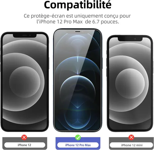 Miniatura 2 de NEW'C Paquete de 3 protectores de pantalla diseñados para iPhone 12 Pro Max (6.7 pulgadas), protección de vidrio templado mejorada, compatible