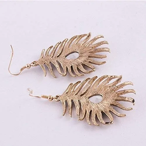 Miniatura 5 de Frogwill Pendientes colgantes de cristal para mujer con diseño de plumas de pavo real