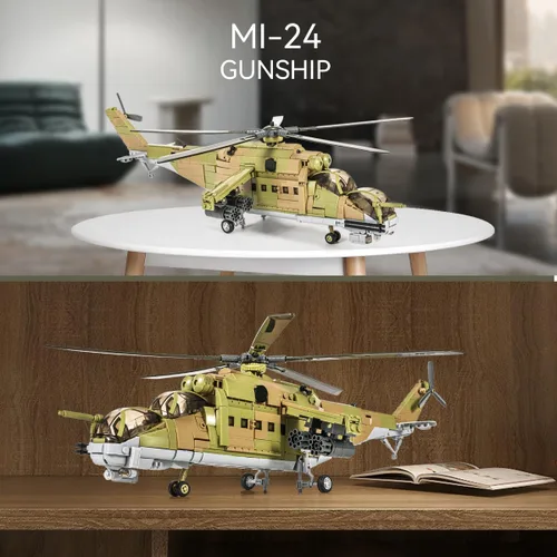 Miniatura 2 de DAHONPA MI-24S Helicóptero de Utilidad Media Militar del Ejército Conjunto de Ladrillos de Construcción de Avión, 850+ Piezas Bloques