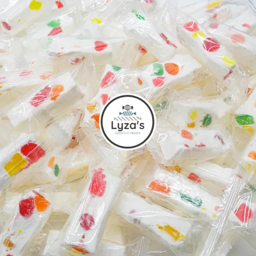 Caramelos italianos de turrón de azufaifo de 2.2 libras, originales, suaves y masticables con frijoles de gelatina afrutados, una bolsa a granel