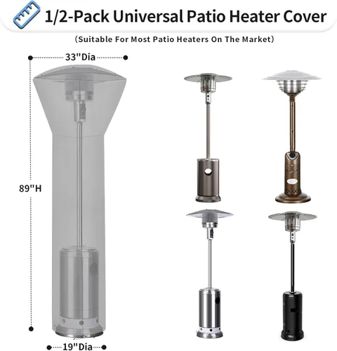 Miniatura 3 de OutdoorLines Fundas impermeables para calentadores de patio al aire libre con cremallera y bolsa de almacenamiento, a prueba de polvo, resistente a
