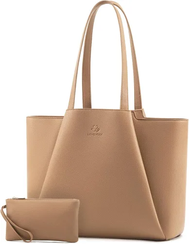 Miniatura 22 de LOVEVOOK Bolso de hombro para portátil para mujer - Bolso de 15.6 pulgadas de cuero sintético con cartera, bolso de oficina de gran capacidad