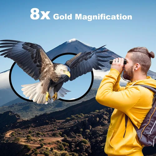 Miniatura 4 de USCAMEL Binoculares para adultos y niños, prisma compacto de alta potencia de 8 × 21 BAK4, fácil enfoque, para observación de aves, uso al aire