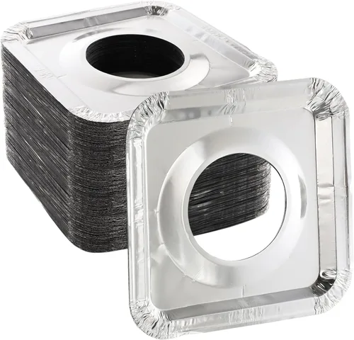 ZEAYEA Paquete de 100 fundas para quemadores de estufa de papel de aluminio, revestimiento cuadrado desechable para quemador de gas de 8.5 pulgadas,