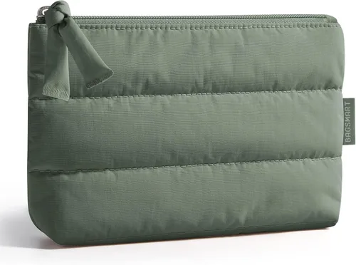 Miniatura 37 de BAGSMART Pequeña bolsa de maquillaje, neceser portátil esponjoso con cierre de cremallera con encanto, organizador de viaje resistente al agua