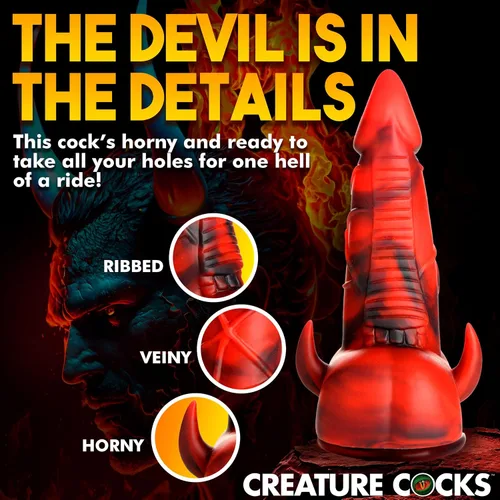 Miniatura 5 de CREATURE COCKS Consolador de silicona Horned Dragon para hombres, mujeres y parejas. Firme y flexible, base de succión fuerte, consolador