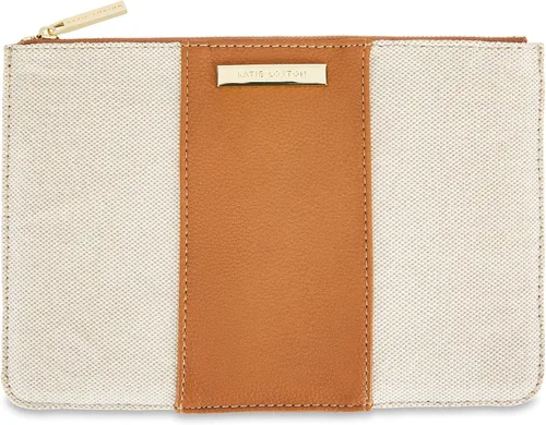 KATIE LOXTON Amalfi - Bolsa de mano mediana de lona y cuero vegano para mujer, color crema y marrón, Marrón