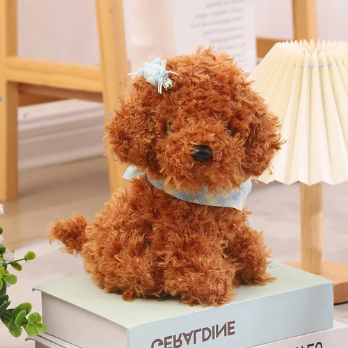 Miniatura 2 de Peluche de perro de 8 pulgadas, juguete de peluche para perro, gran regalo para niños en casa (marrón)
