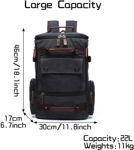 Miniatura 2 de Mochila de lona vintage Mochila de viaje casual Mochila de 15.6 pulgadas para laptop Mochila de senderismo camping