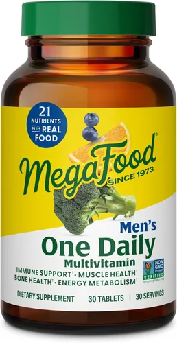 MegaFood Men's One Daily- apoya los niveles de energía y una respuesta saludable al estrés, 30 tabletas, 10106, 1
