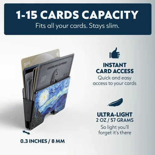 Miniatura 25 de Cartera de aluminio impresa 2.5D para hombres: clip delgado para dinero y tarjetero con barniz selectivo táctil. Bloqueo RFID mejorado, compacto
