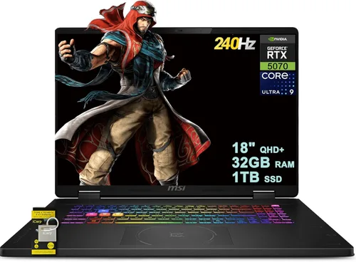 MSI Crosshair 18 HX AI Gaming Laptop 18" QHD+ 240Hz (100% DCI-P3) Intel 24-core Ultra 9 275HX (>i9-14900HX) 32GB DDR5 1TB SSD GeForce RTX 5070
