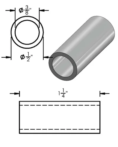 Espaciador de aluminio negro de 1/2 pulgada de diámetro exterior x 3/8 pulgadas de diámetro interior x elige tu longitud, espaciador redondo sin