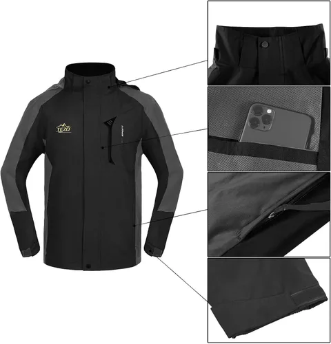 Miniatura 3 de TEZO Chaqueta impermeable para hombre, con capucha, rompevientos ligera