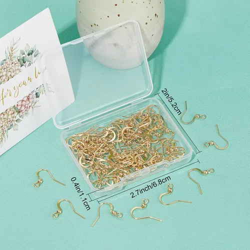 Miniatura 6 de SUNNYCLUE 1 Caja 100Pcs Ganchos de Pendiente Franceses Chapados en Oro Real de 18K, Pendientes de Anillo de Pescado, Alambres de Acero Inoxidable