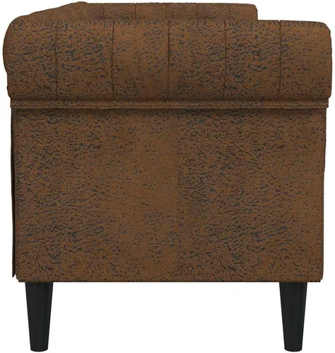 Miniatura 7 de vidaXL Sofá Chesterfield de 3 plazas, sofá tapizado con brazos enrollados, sofá Chesterfield, sofá para sala de estar, estilo moderno, tela marrón
