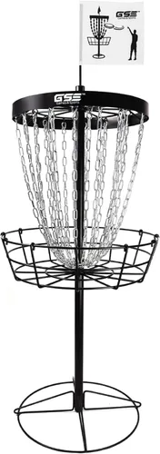 GSE Games & Sports Expert PRO - Cesta portátil de golf de disco, 12 cadenas/24 cadenas, disco volador de metal, cestas de práctica de golf para Negro