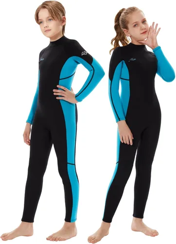 Miniatura 11 de Hevto Traje de neopreno para niños y niñas, jóvenes, 3/2 mm, trajes completos de neopreno para aguas frías, para natación, surf, buceo