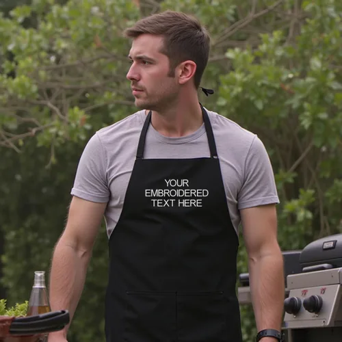 Miniatura 2 de Delantal de chef personalizado para hombres, diseño bordado personalizado, cocina profesional, barbacoa, parrilla, para papá, decorado en Estados