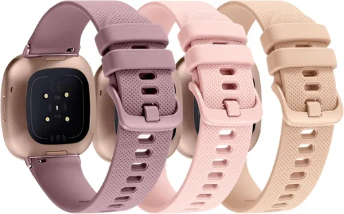 Miniatura 7 de Paquete de 3 correas deportivas compatibles con Fitbit Versa 4/Versa 3/Sense 2/Sense Band, correa de pulsera de repuesto de silicona suave clásica