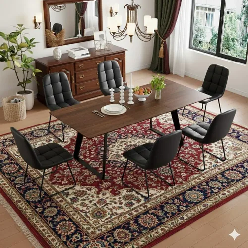 Miniatura 24 de ZckyCine Mesa de Comedor Moderna de Mediados de Siglo y Sillas para 4 Rectangular de Madera Expandible que Ahorra Espacio Multifuncional Marrón