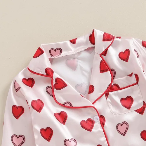 Miniatura 10 de Conjunto de pijama de manga larga con botones para niña pequeña, conjunto de ropa de dormir