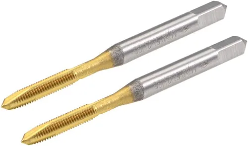 Miniatura 9 de uxcell Tapón de rosca de punta en espiral M2 x 0.4 rosca, roscas de tierra H2 3 flautas, acero de alta velocidad HSS 6542, recubierto de titanio