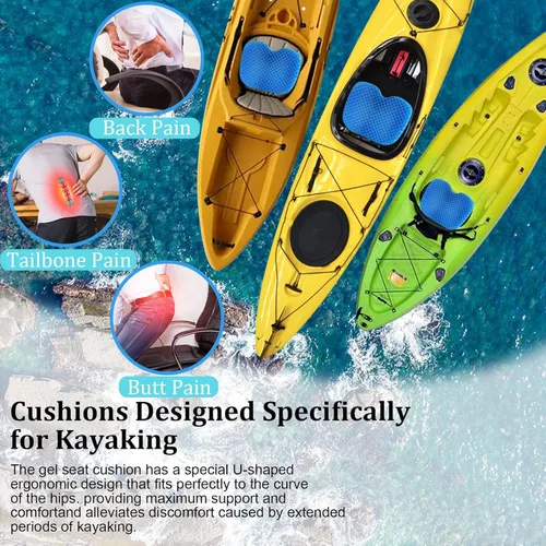 Miniatura 5 de NEW-Vi Cojín Antideslizante para Asiento de Kayak - Almohadilla de Gel Impermeable Engrosada para Bote Kayak Canoa Remo Estadio para Sentarse en Azul