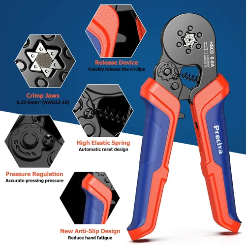 Miniatura 6 de Preciva - Kit de herramientas de prensado de virola, conectores de virolas dobles y individuales mejorados de 1500 piezas, trinquete hexagonal