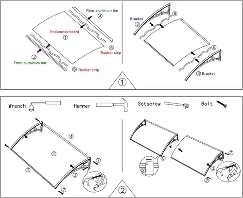 Miniatura 8 de Toldo moderno de policarbonato marrón para puerta delantera, toldo para ventana de patio, toldo para jardín, porche, toldo arqueado, refugio