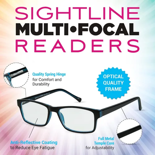 Miniatura 3 de Sightline Gafas de lectura progresivas de potencia lentes multifoco en un marco de gafas de calidad óptica 6005 azul 2.50 Cómodas lentes multifoco