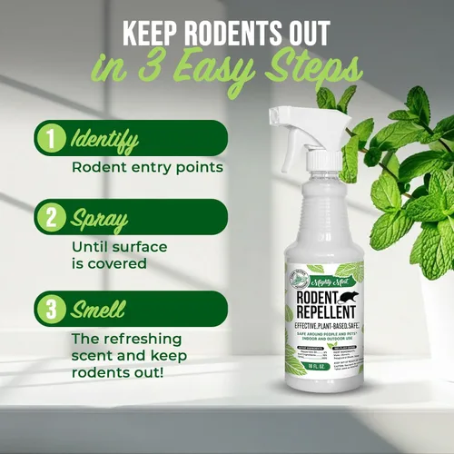 Miniatura 8 de Repelente de roedores con aceite de menta de Mighty Mint – Spray repelente natural para interiores y exteriores contra ratones y ratas – Fórmula