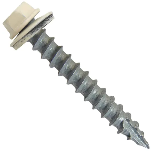 Miniatura 34 de Tornillos de metal para techos n.º 14 x 1-1/2 pulgadas, cabeza hexagonal de arandela de piel de buque Tornillo de techo de chapa metálica. Buckskin