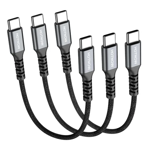 Cable corto USB C a USB C, paquete de 3 unidades de 6 pulgadas, cable C a C de carga rápida de 65 W, cable de carga tipo C para iPhone 17, 16, 15,