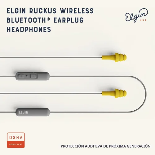 Miniatura 2 de Auriculares Elgin Ruckus inalámbricos Bluetooth con protección auditiva, 25 dB NRR, micrófono con cancelación de ruido, batería de 12 horas, a