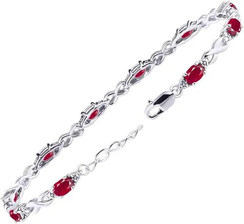 Miniatura 3 de Impresionante juego de pulseras de tenis XOXO de Ruby & Diamond Hugs & Kisses en plata de ley, ajustable para adaptarse a muñecas de 7 a 8 pulgadas