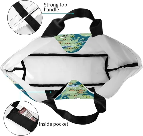 Miniatura 6 de Divertido bolso de mano de dibujos animados del Reino Unido con mapa, grande, casual, para mujer, bolsas de hombro reutilizables para el trabajo