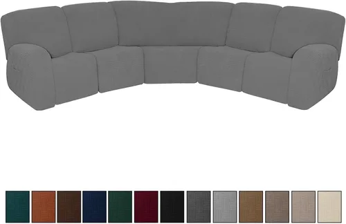 Miniatura 2 de Fundas de sofá reclinable de jacquard elástico de 7 piezas, funda de sofá esquinero de 5 asientos, en forma de L, fundas de sofá reclinable