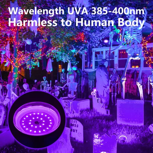 Miniatura 4 de TigQiang Paquete de 6 bombillas negras, equivalente a 120 W, bombilla LED negra E26 BR30 de 385-400 nm para decoraciones de Navidad de Halloween