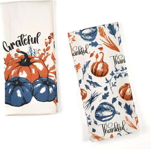 Miniatura 17 de The Fine Living Co. - Juego de 2 toallas de cocina 100% algodón, 18 x 28 pulgadas, toallas de cocina con estampado ornamental, toallas de mano