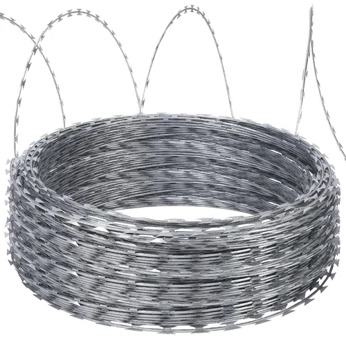 Towallmark Alambre de maquinilla de afeitar de 500 pies, 50 pies por rollo, acero galvanizado, plata, valla de afeitar, alambre de púas, cercado de