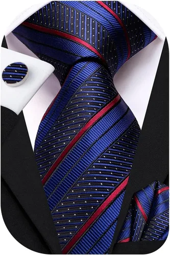 Miniatura 139 de Dubulle Corbata tejida de cachemira para hombre y gemelos de pañuelo para hombre, conjunto de gemelos para boda formal y negocios