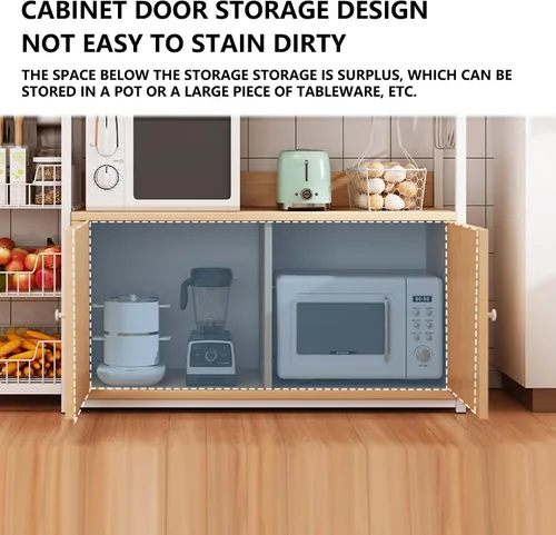 Miniatura 6 de Shelves Kitchen Storage Shelves with Cabinet Doors, Multi-Layer Floor Standing Rack Shelf Ideal for Bathroom, Closet, Garage, Organizers and