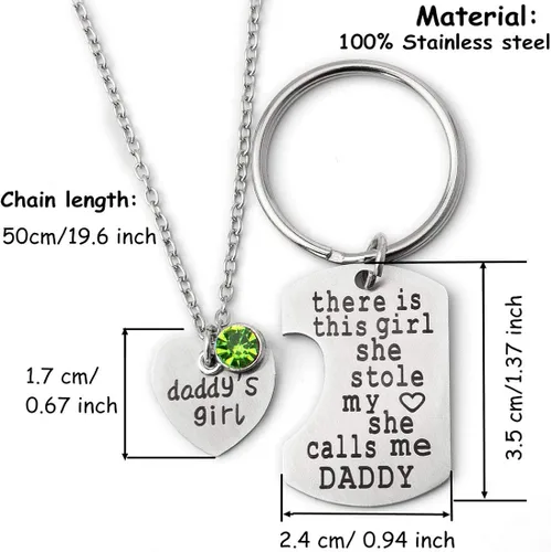 Miniatura 3 de Zimoxuan - Juego de collar de cumpleaños para niña con texto en inglés "Daddys Girl", con texto "There is This Girl she she Stole My Heart She Calls