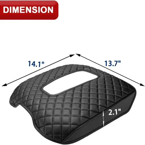 Miniatura 6 de KBH Funda para reposabrazos de consola central para Cadillac Escalade 2015-2020, borde de cuero de vinilo, protector de cojín de consola central