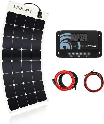 Miniatura 13 de ExpertPower Kit de energía solar de 100 W y 12 V Batería de litio LiFePO4 de 12 V 20 Ah Panel solar flexible de 100 W, controlador de carga